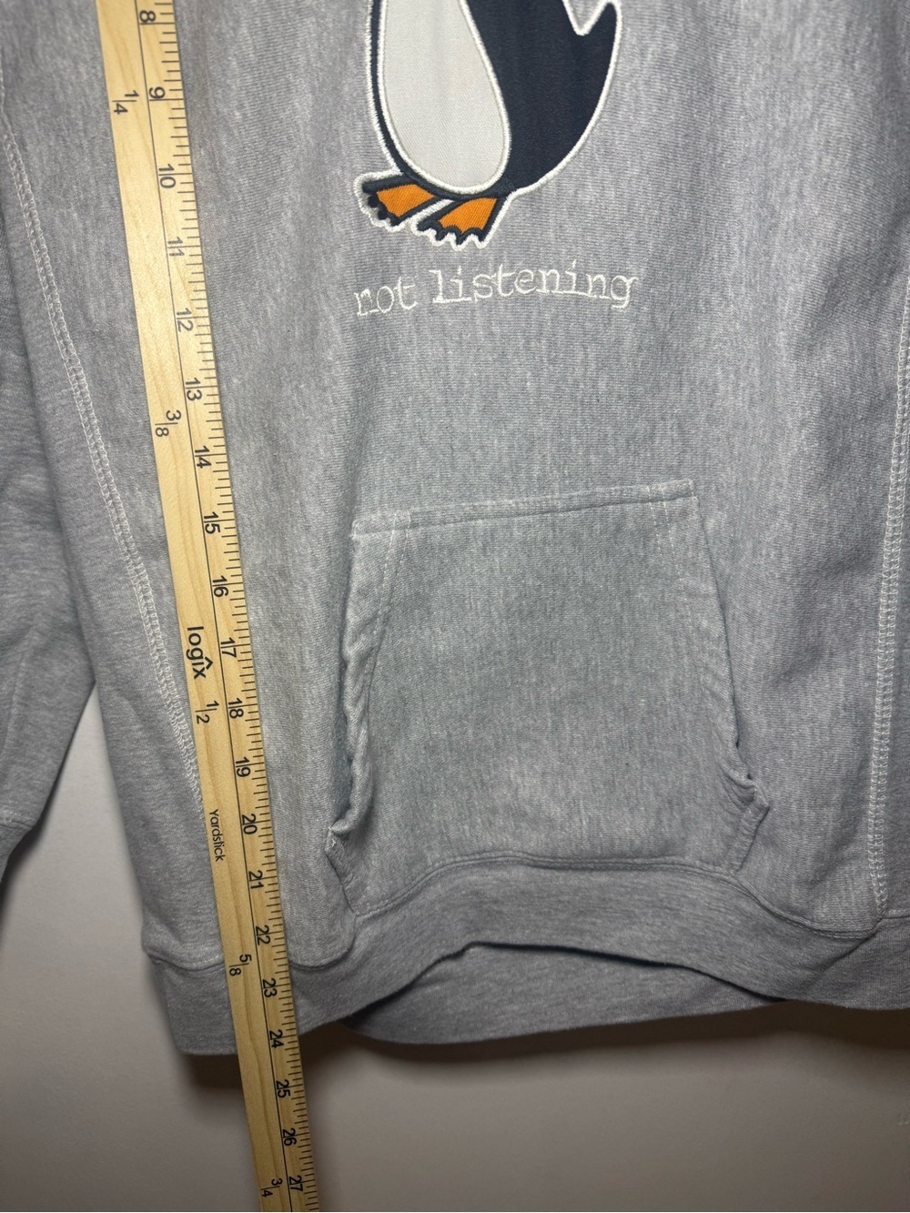 Steve & Barry's Vintage 90's Gray Penguin Graphic Hoodie "Not Listening" Kids L - Picture 5 of 7